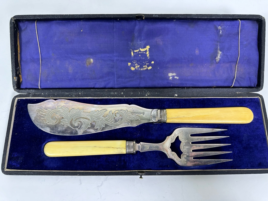 Mappin & Webb Fish Serving Set With Knife And Fork In The Original Box [Photo 2]