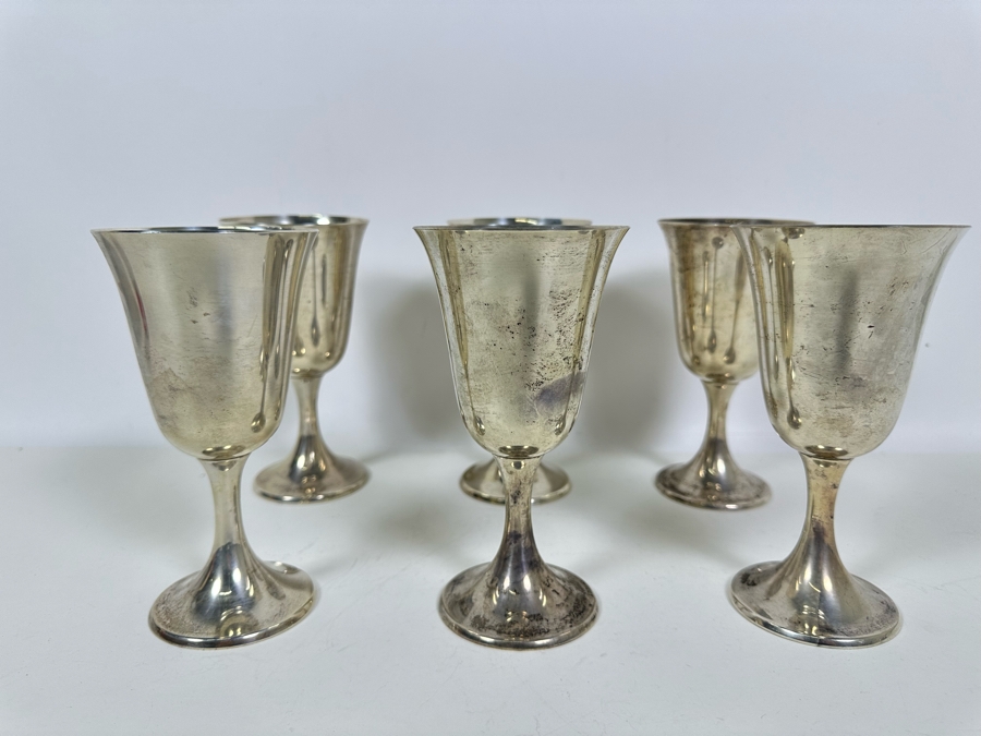 (6) Gorham Sterling Silver Water Goblets Puritan 272 6 5/8'H From The Doheny Estate 1,101g [Photo 4]
