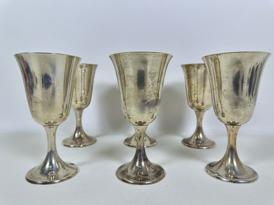 (6) Gorham Sterling Silver Water Goblets Puritan 272 6 5/8'H From The Doheny Estate 1,101g [Photo 5]