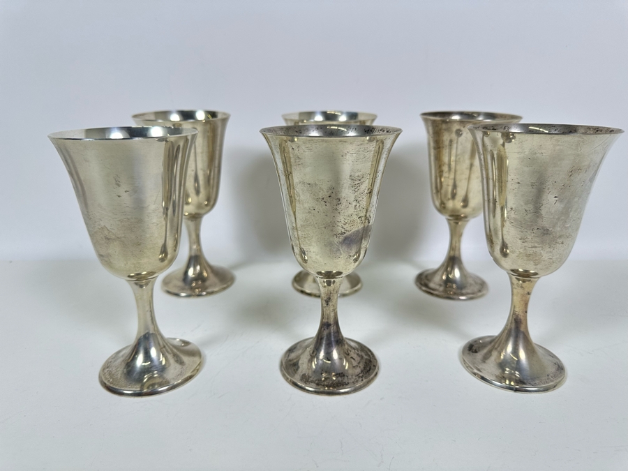(6) Gorham Sterling Silver Water Goblets Puritan 272 6 5/8'H From The Doheny Estate 1,101g [Photo 3]