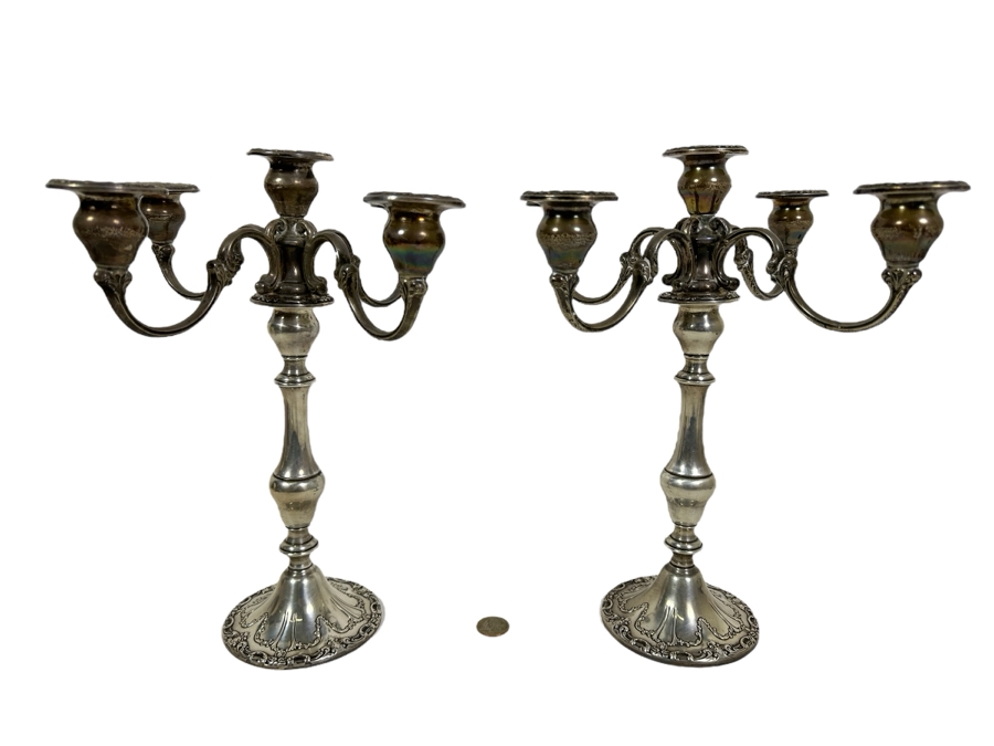 Pair Of Stunning Gorham Chantilly Weighted Sterling Silver Candelabras Doheny Estate 750 9W X 13H