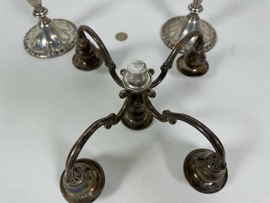 Pair Of Stunning Gorham Chantilly Weighted Sterling Silver Candelabras Doheny Estate 750 9W X 13H [Photo 10]