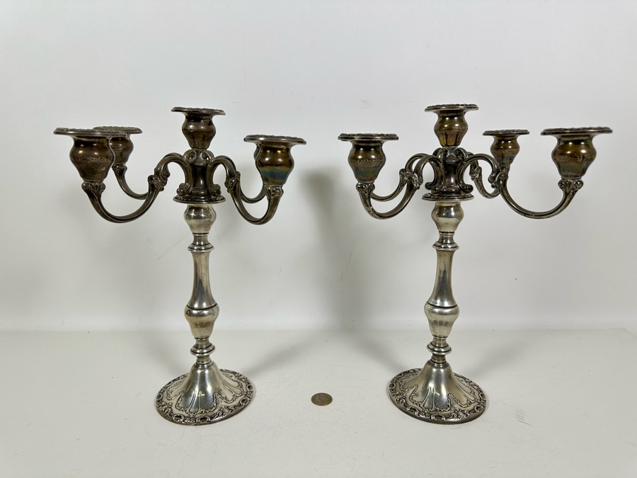 Pair Of Stunning Gorham Chantilly Weighted Sterling Silver Candelabras Doheny Estate 750 9W X 13H [Photo 3]