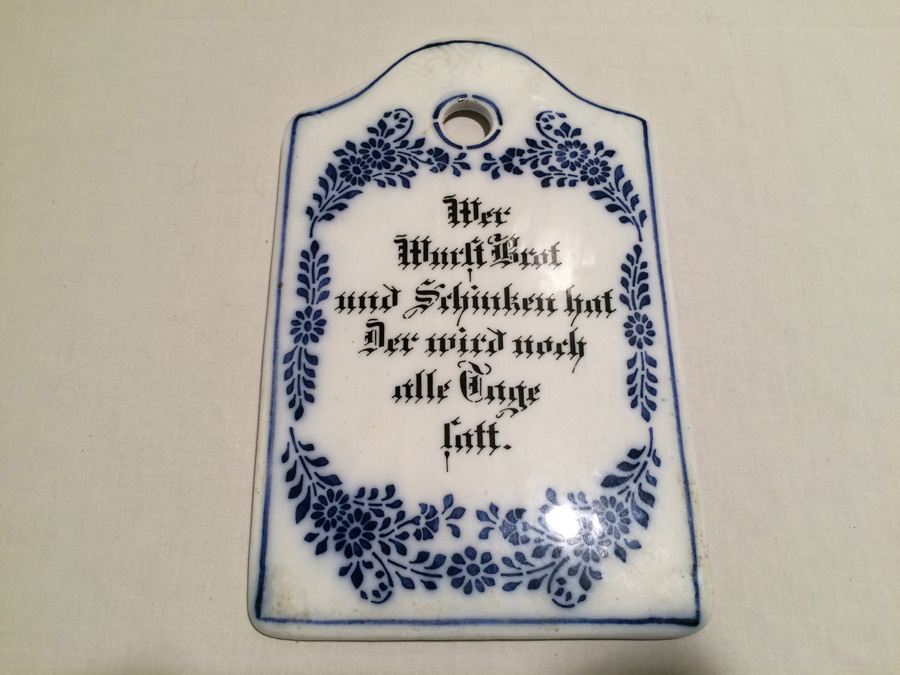 Porcelain Blue and White German Plaque Sign