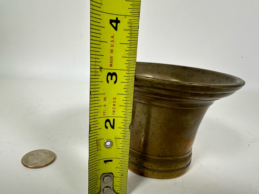 Antique Brass Mortar 4W X 3H Doheny Estate [Photo 12]