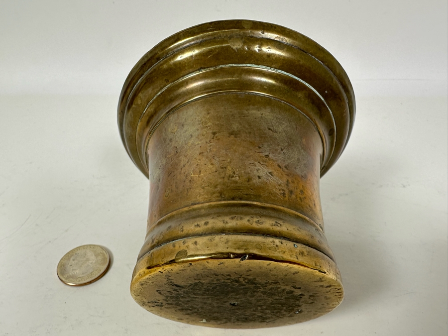 Antique Brass Mortar 4W X 3H Doheny Estate [Photo 9]