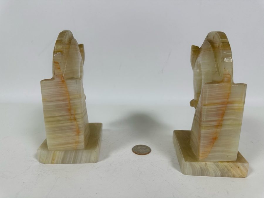 Vintage Carved Onyx Horse Head Bookends 7W X 3D X 6H [Photo 7]