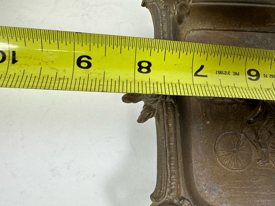 Relief Metal Trinket Dish With Antique Bicycle Race Scene 8 X 7 [Photo 7]