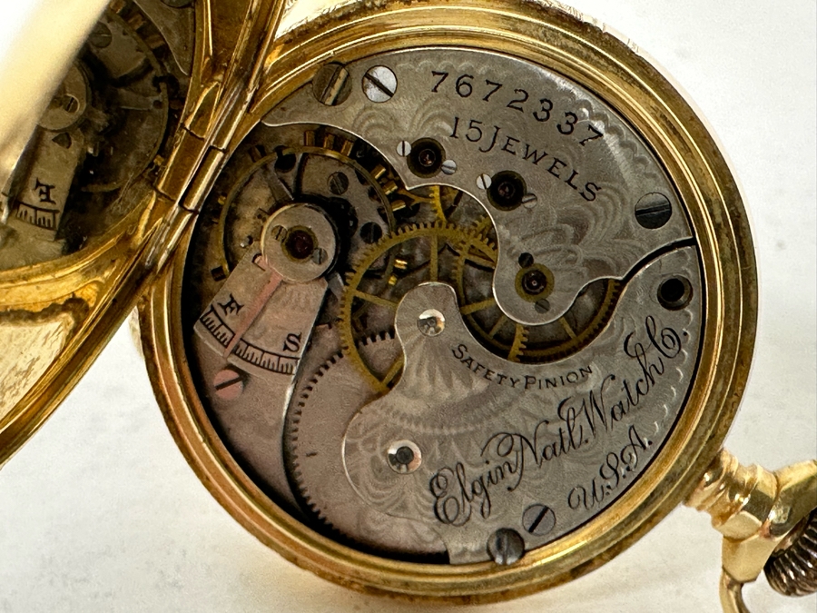 14K Gold Antique Elgin Pocket Watch Ser # 169130 Not Running Possible Main Spring 15 Jewels - See Photos 32.7g [Photo 18]