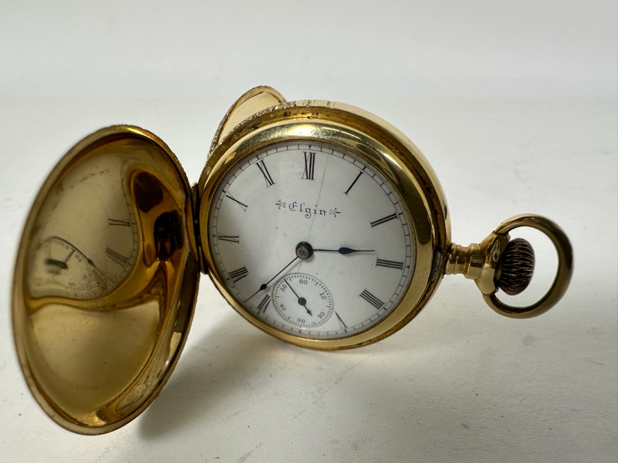 14K Gold Antique Elgin Pocket Watch Ser # 169130 Not Running Possible Main Spring 15 Jewels - See Photos 32.7g [Photo 4]