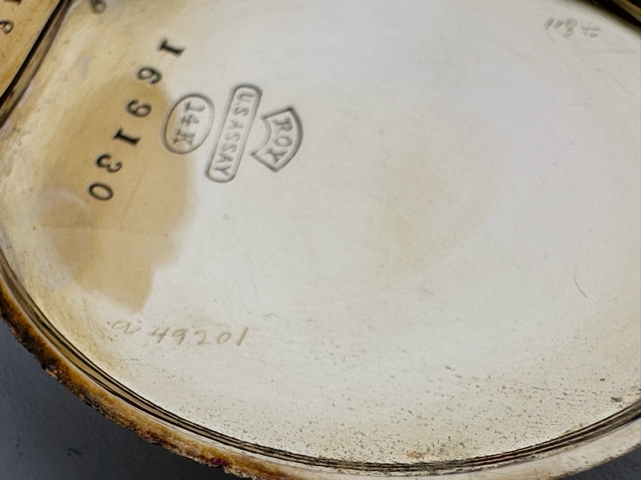 14K Gold Antique Elgin Pocket Watch Ser # 169130 Not Running Possible Main Spring 15 Jewels - See Photos 32.7g [Photo 10]