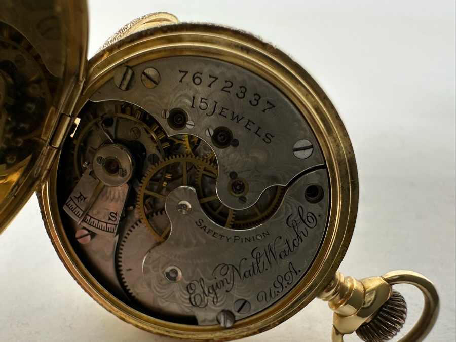 14K Gold Antique Elgin Pocket Watch Ser # 169130 Not Running Possible Main Spring 15 Jewels - See Photos 32.7g [Photo 17]