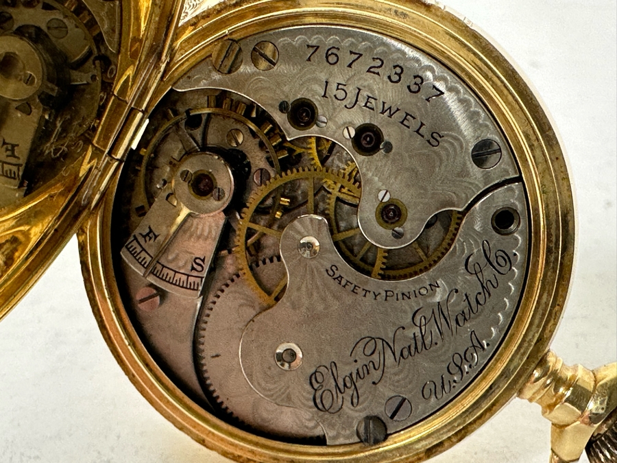 14K Gold Antique Elgin Pocket Watch Ser # 169130 Not Running Possible Main Spring 15 Jewels - See Photos 32.7g [Photo 19]