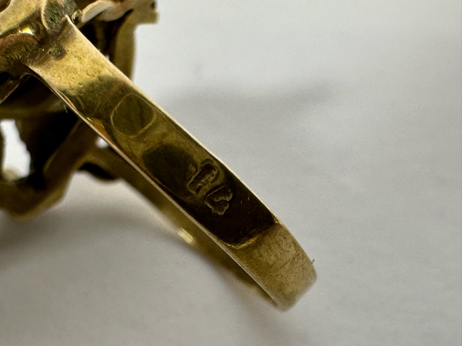 Antique 14K Gold Synthetic Star Sapphire Ring With Natural Opal And Imitation Diamonds (Missing Stone) Size 6.5 6g Estimate $600 [Photo 10]