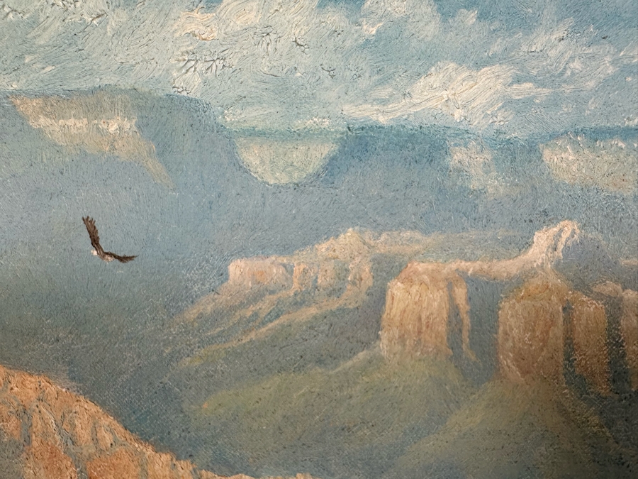 Original Bald Eagle In Flight Oil Painting On Canvas Signed 1979 G. Jensen 10 X 8 Framed 15.5 X 13.5 [Photo 4]
