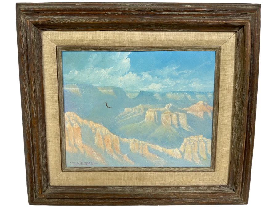 Original Bald Eagle In Flight Oil Painting On Canvas Signed 1979 G. Jensen 10 X 8 Framed 15.5 X 13.5 [Photo 2]