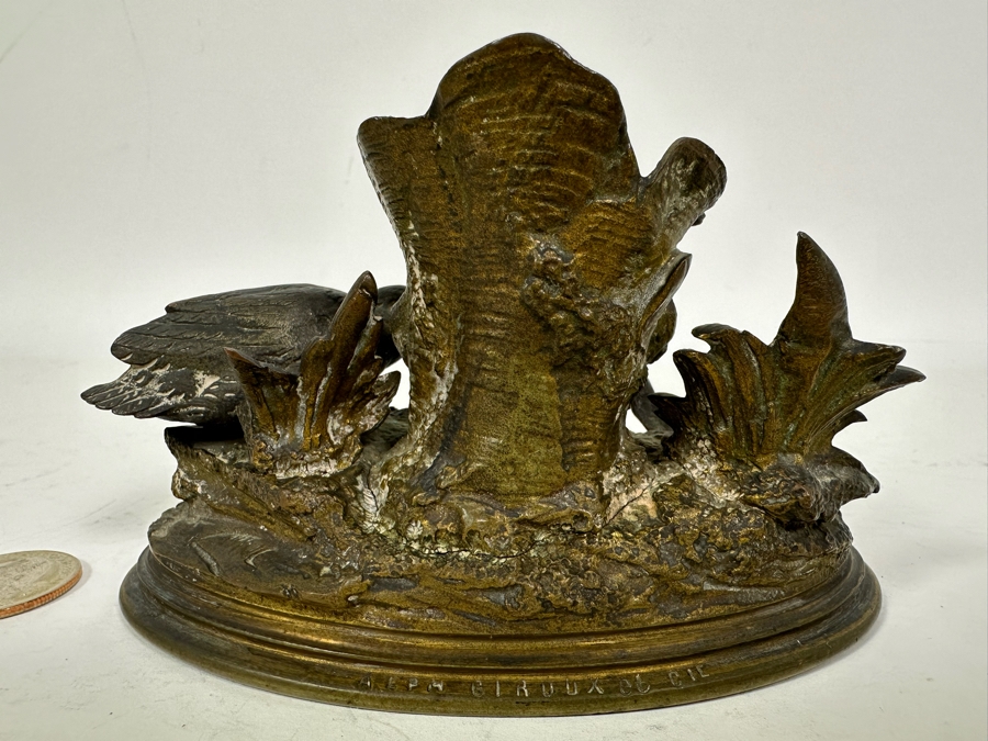 Antique Alphonse Giroux Et Cie Gilt Bronze Bud Vase Featuring Duck And Snail, French 5W X 3D X 3H Doheny Estate [Photo 8]