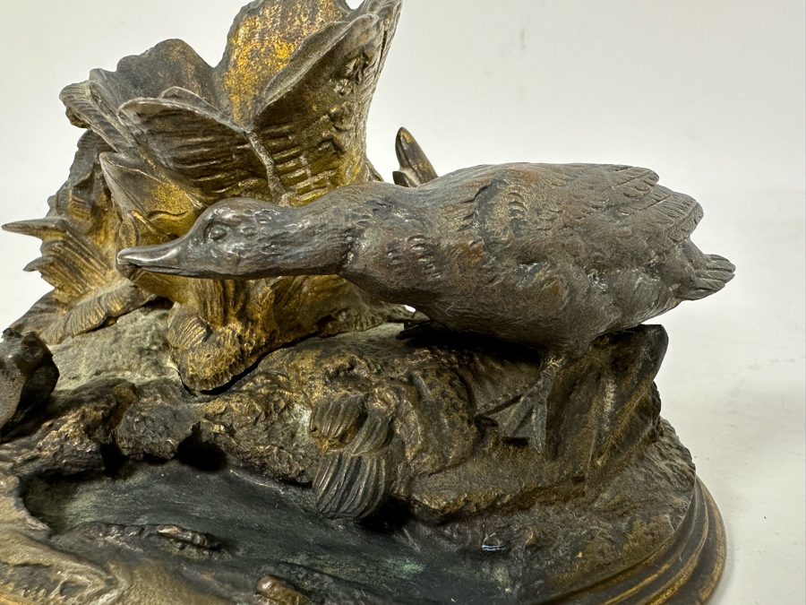 Antique Alphonse Giroux Et Cie Gilt Bronze Bud Vase Featuring Duck And Snail, French 5W X 3D X 3H Doheny Estate [Photo 5]