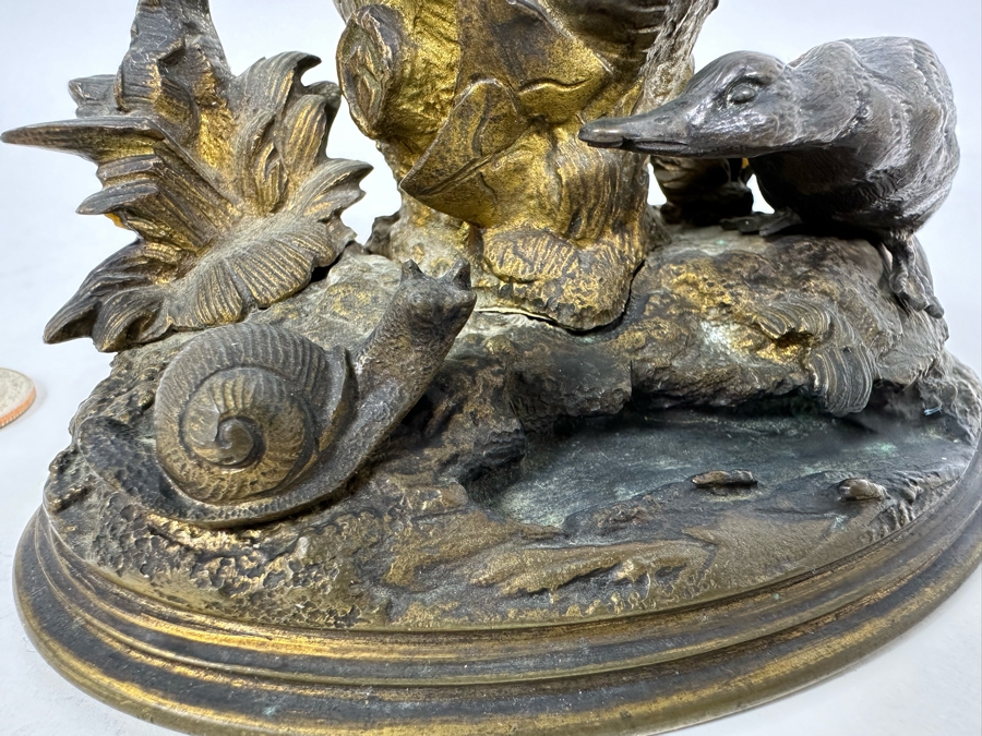 Antique Alphonse Giroux Et Cie Gilt Bronze Bud Vase Featuring Duck And Snail, French 5W X 3D X 3H Doheny Estate [Photo 6]