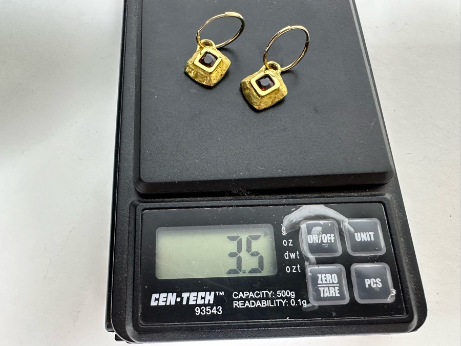 14K Gold Garnet Earrings 3.5g Estimate $400-$500 [Photo 7]