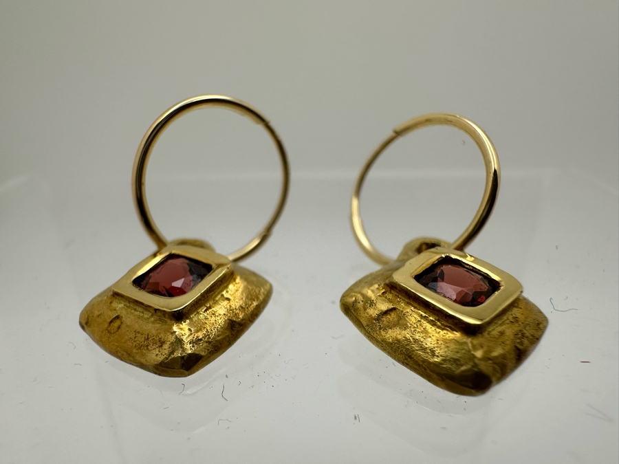 14K Gold Garnet Earrings 3.5g Estimate $400-$500 [Photo 3]