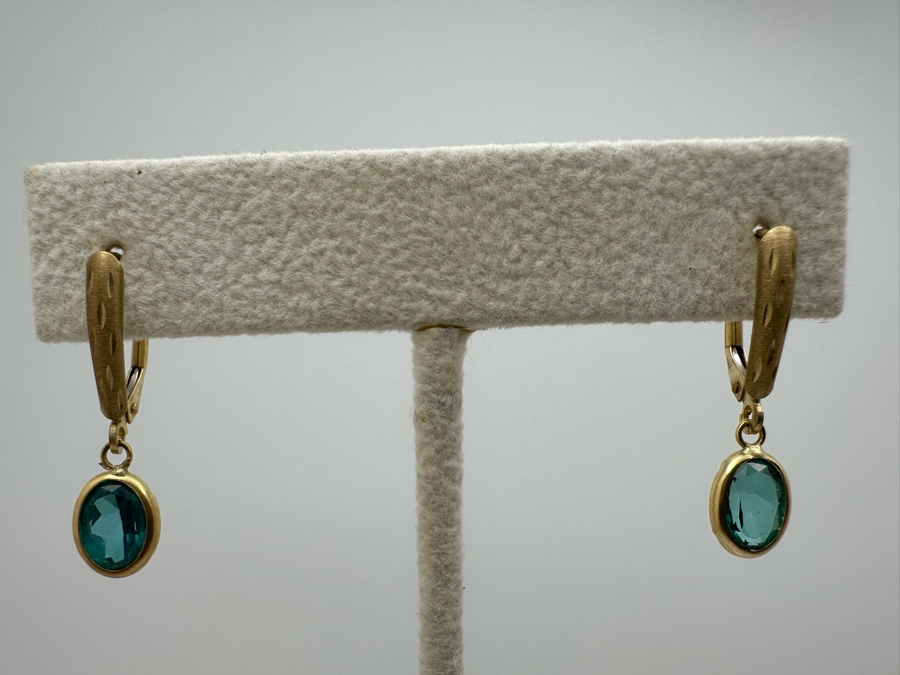 14K Gold Irradiated Blue Topaz Earrings 1.5g Estimate $250-$300 [Photo 3]