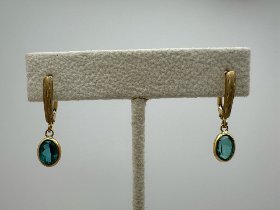 14K Gold Irradiated Blue Topaz Earrings 1.5g Estimate $250-$300 [Photo 2]