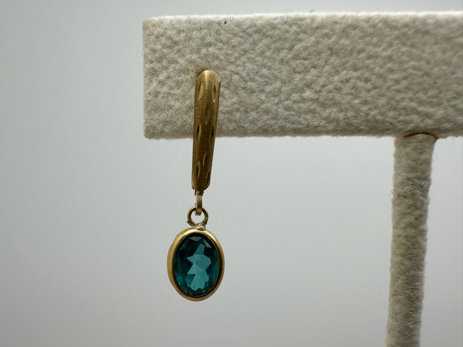 14K Gold Irradiated Blue Topaz Earrings 1.5g Estimate $250-$300 [Photo 4]