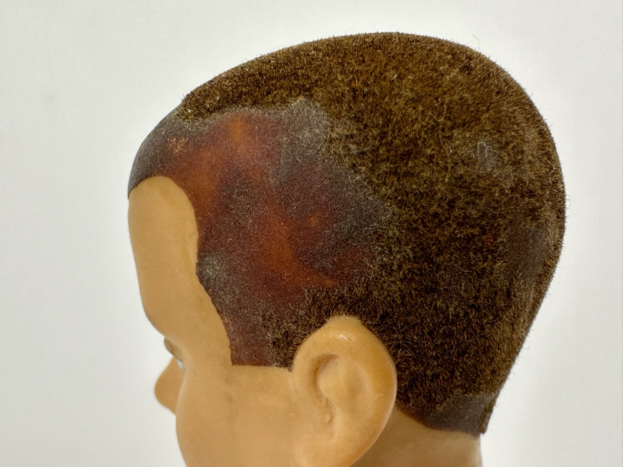 Original 1961 Ken Barbie Doll With Flocked Hair (Fuzzy Headed) Wearing Red Trunks With White Stripe And Cork Sandals (Comes With Original Ken Suit) [Photo 14]