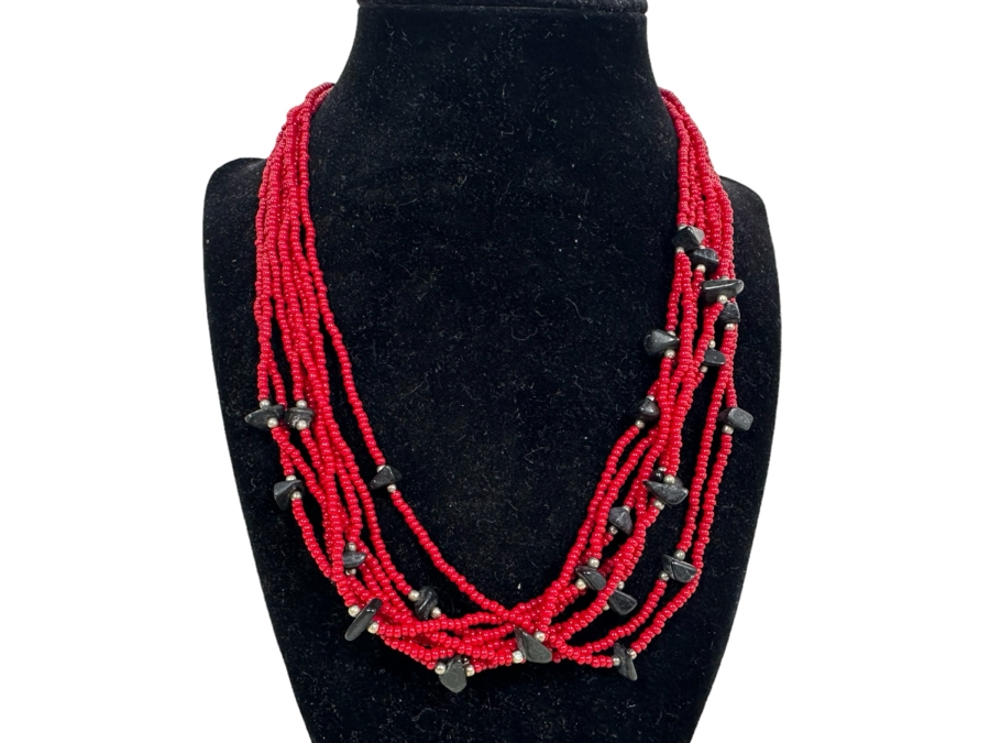 Multi-Strand 18' Beaded Necklace With Sterling Silver Clasps [Photo 1]