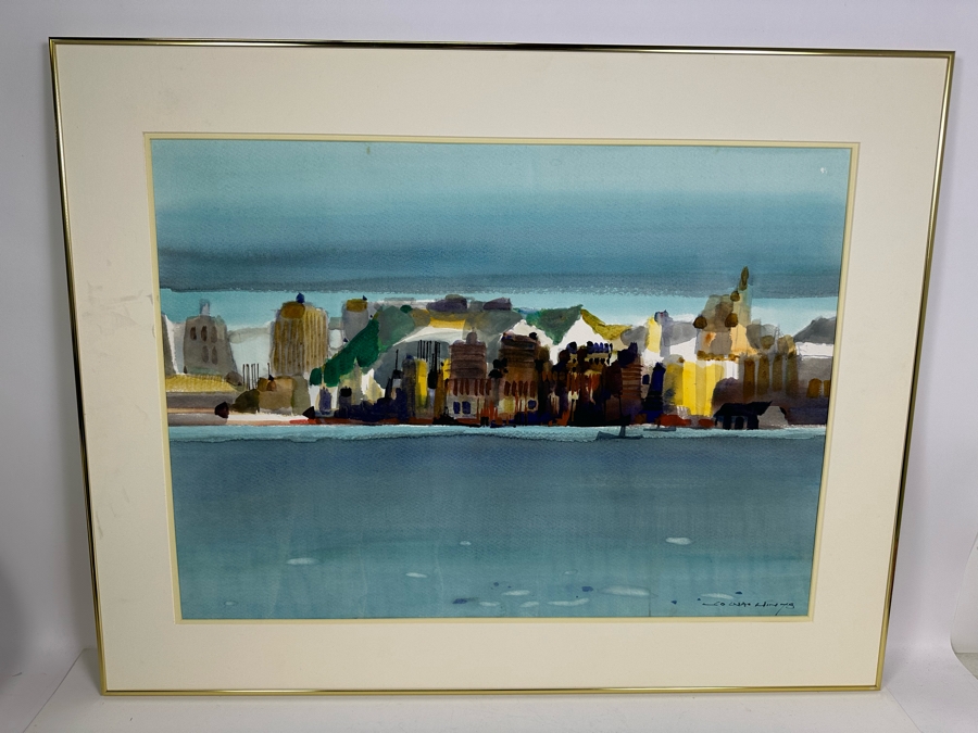 Law Wai Hin (B. 1939, China/Canda) Original Signed Watercolor Painting 29.5 X 21.5 Framed 37 X 29 [Photo 3]