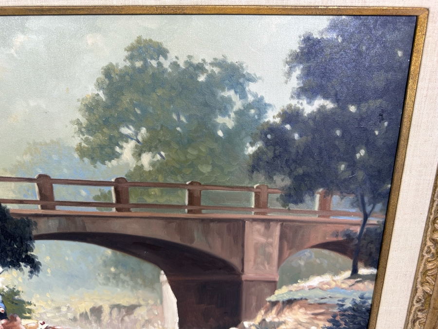 Lugano Candi (B. 1948, Italy/Argentia) Original Impressionist Painting On Canvas Titled 'By The Bridge' Signed Candi 24 X 20 Framed 32.5 X 29 [Photo 4]