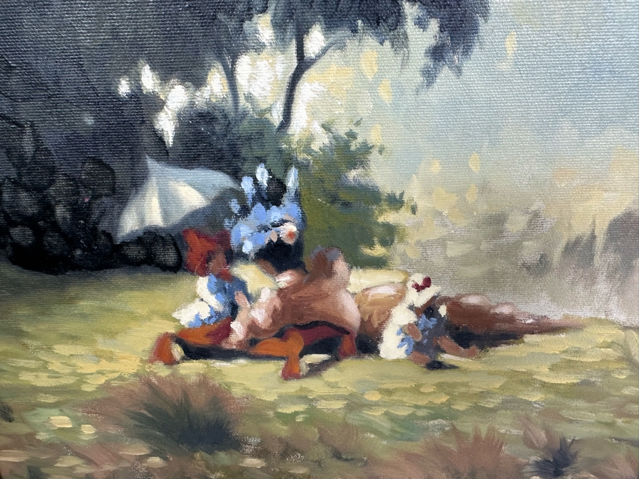 Lugano Candi (B. 1948, Italy/Argentia) Original Impressionist Painting On Canvas Titled 'By The Bridge' Signed Candi 24 X 20 Framed 32.5 X 29 [Photo 7]