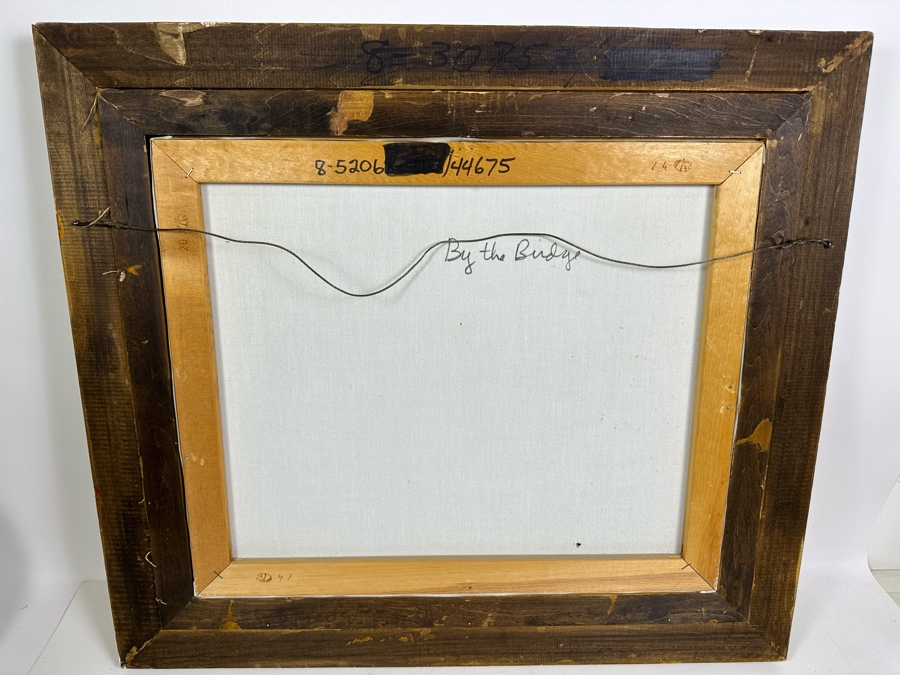 Lugano Candi (B. 1948, Italy/Argentia) Original Impressionist Painting On Canvas Titled 'By The Bridge' Signed Candi 24 X 20 Framed 32.5 X 29 [Photo 11]