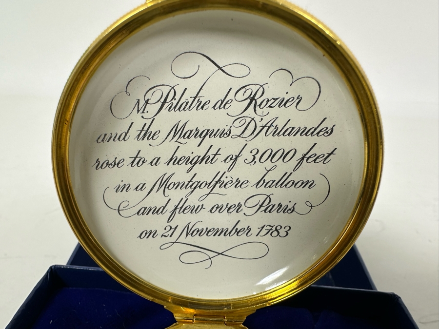 Halcyon Days Enamel Box With Hot Air Balloon Original Box 2.5W X 1.25H [Photo 5]