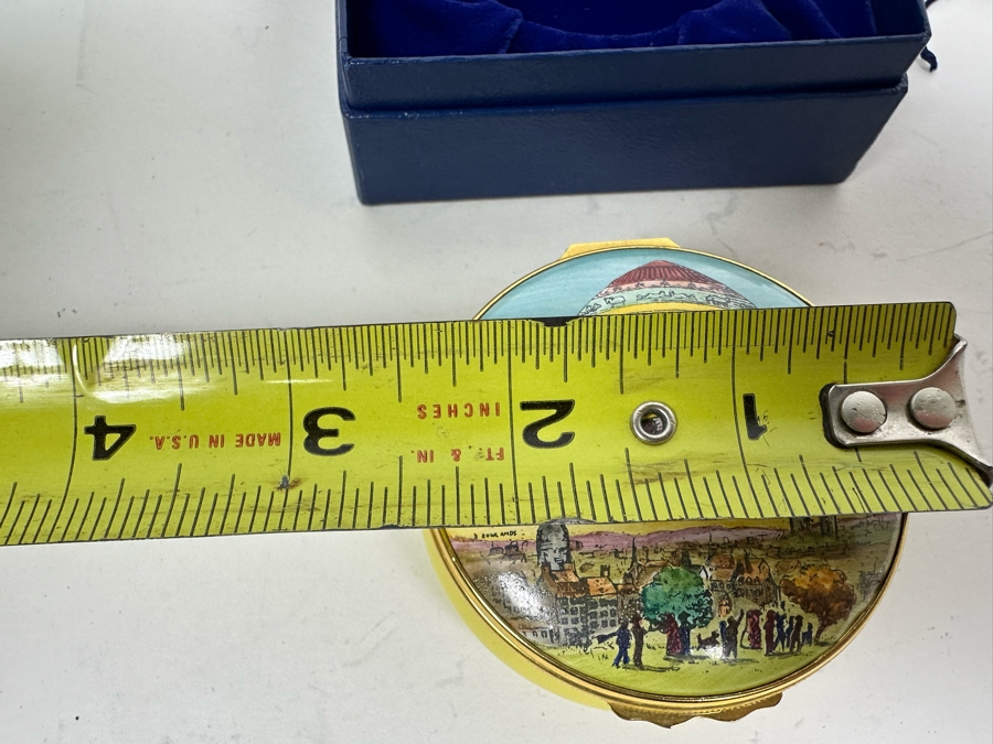 Halcyon Days Enamel Box With Hot Air Balloon Original Box 2.5W X 1.25H [Photo 9]