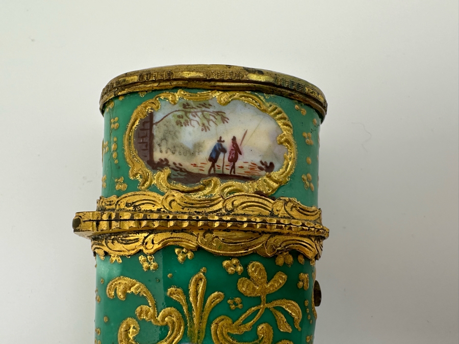 Antique South Staffordshire Enamel Etui Of Tapering Form Painted With Classical Landscapes Circa 1770 4'L Sold In 1983 In London Via Halcyon Days Antiques For 4,830 Pounds In Today's Pounds [Photo 6]