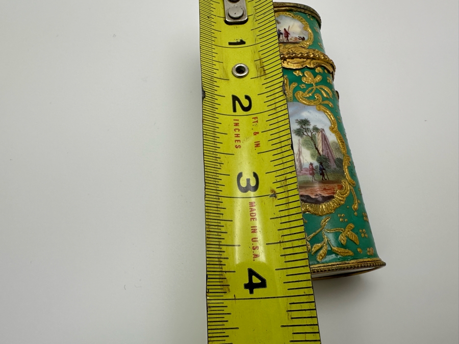 Antique South Staffordshire Enamel Etui Of Tapering Form Painted With Classical Landscapes Circa 1770 4'L Sold In 1983 In London Via Halcyon Days Antiques For 4,830 Pounds In Today's Pounds [Photo 24]