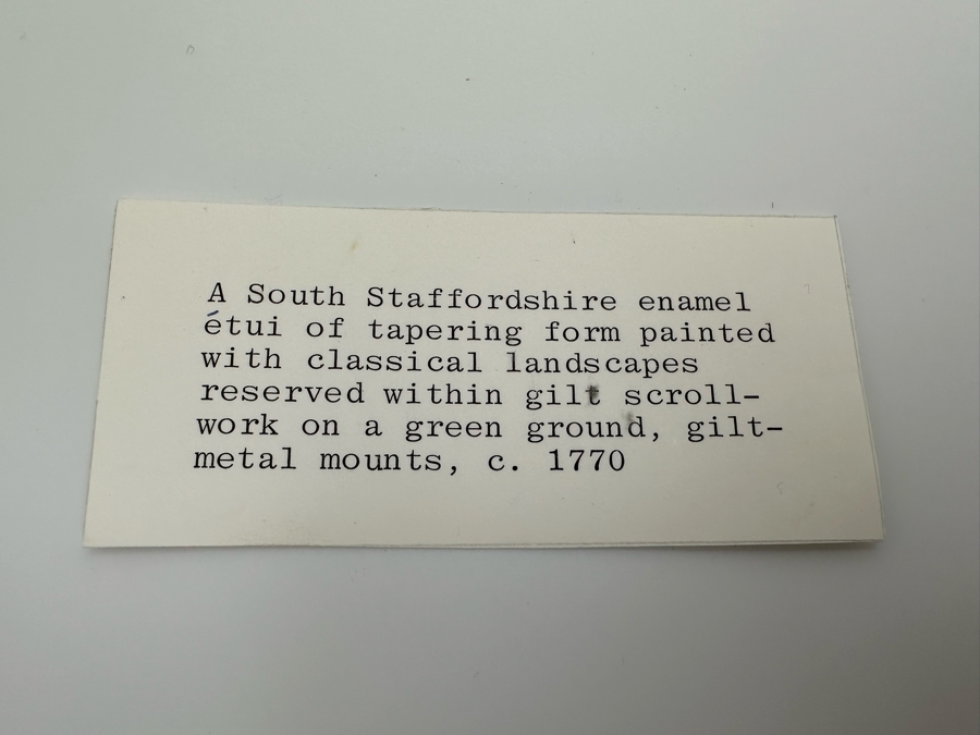 Antique South Staffordshire Enamel Etui Of Tapering Form Painted With Classical Landscapes Circa 1770 4'L Sold In 1983 In London Via Halcyon Days Antiques For 4,830 Pounds In Today's Pounds [Photo 22]