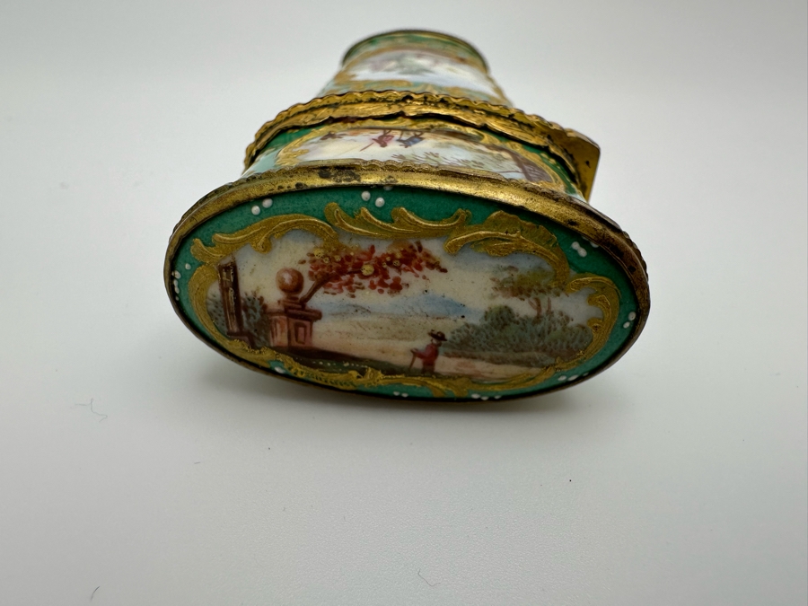 Antique South Staffordshire Enamel Etui Of Tapering Form Painted With Classical Landscapes Circa 1770 4'L Sold In 1983 In London Via Halcyon Days Antiques For 4,830 Pounds In Today's Pounds [Photo 12]