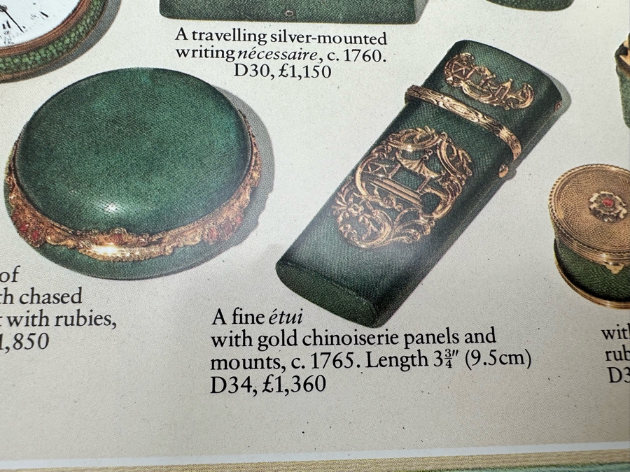 Antique Gold-Mounted Shagreen Etui Of Tapering Form With Gold Openwork Chinoiserie Panels Circa 1765 4'L Sold In 1983 In London Via Halcyon Days Antiques For 4,530 Pounds In Today's Pounds [Photo 25]