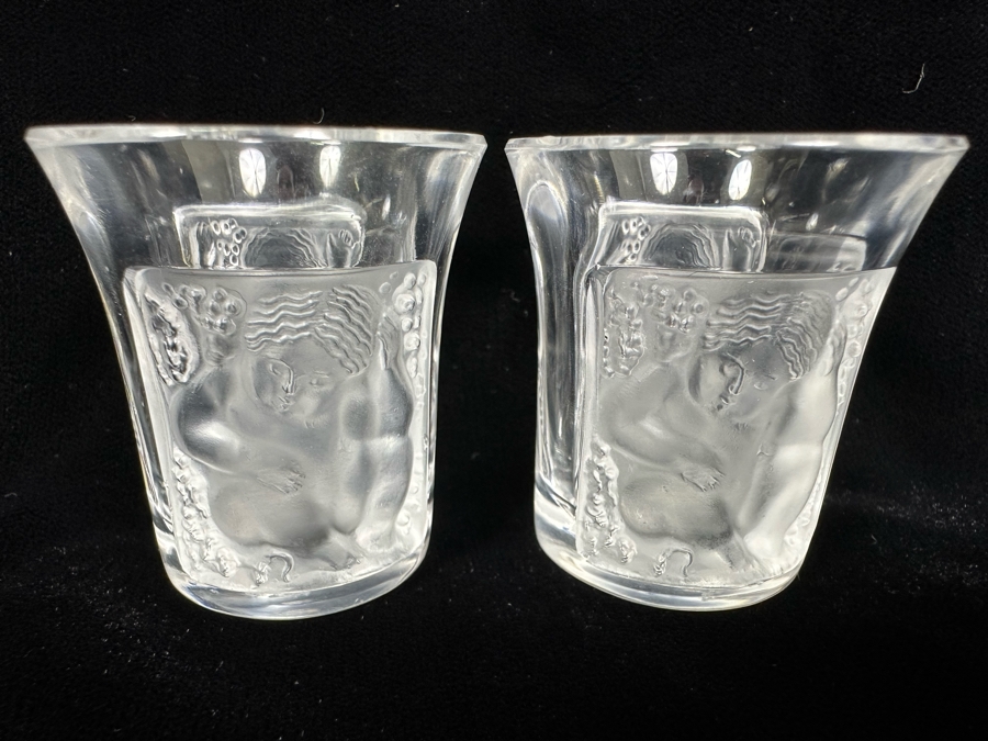 Just Added - Pair Of Lalique France Enfants Liquor Crystal Shot Glasses 1.75H [Photo 1]
