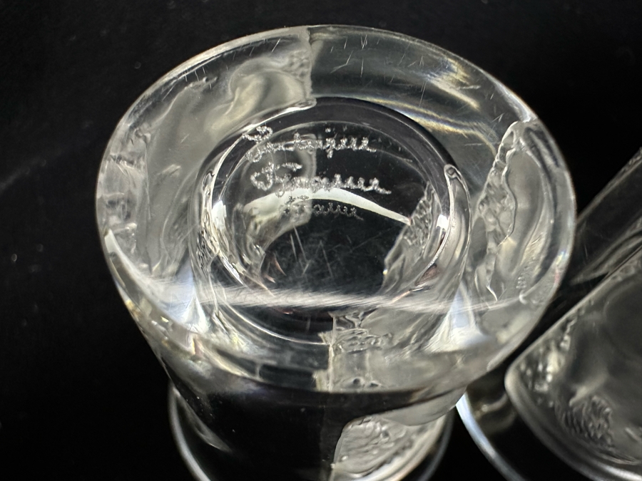 Pair Of Lalique France Enfants Liquor Crystal Shot Glasses 1.75H [Photo 7]