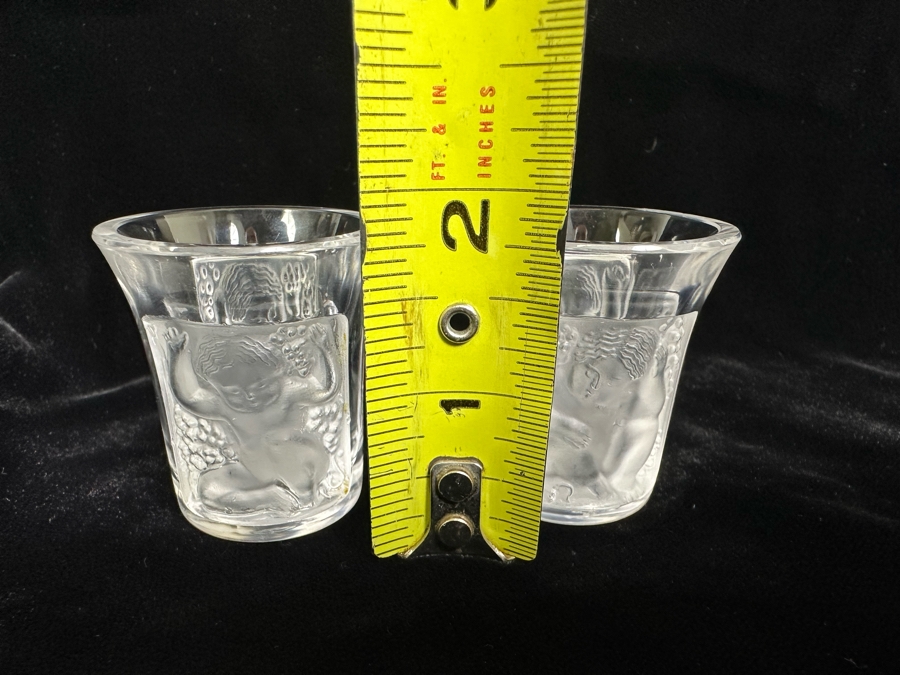Pair Of Lalique France Enfants Liquor Crystal Shot Glasses 1.75H [Photo 11]