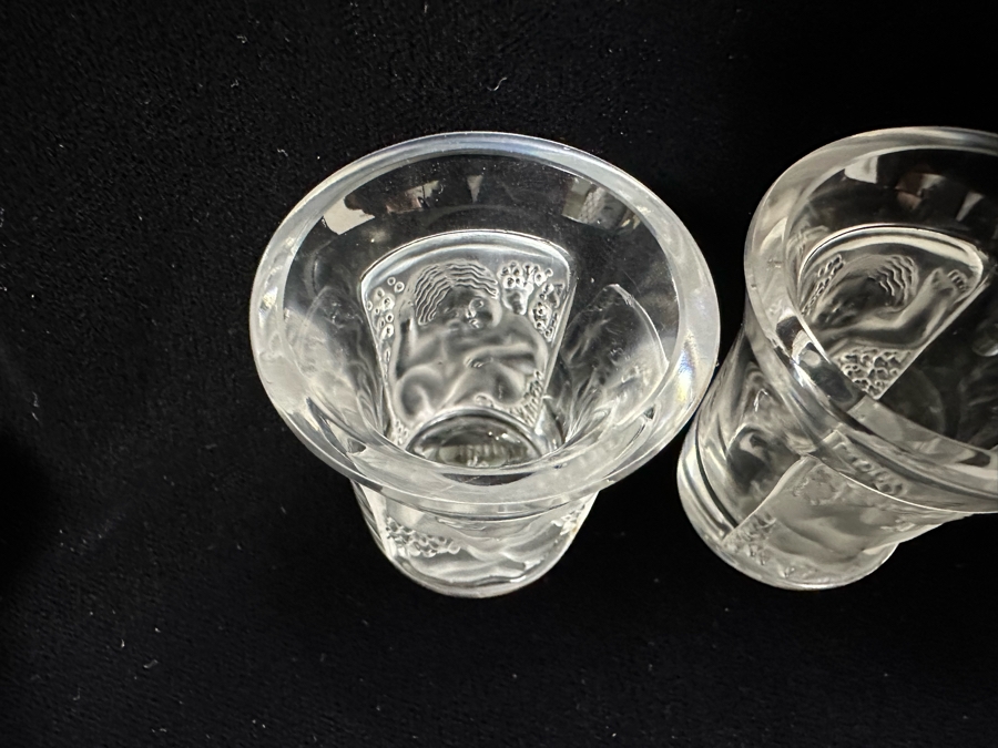 Pair Of Lalique France Enfants Liquor Crystal Shot Glasses 1.75H [Photo 5]