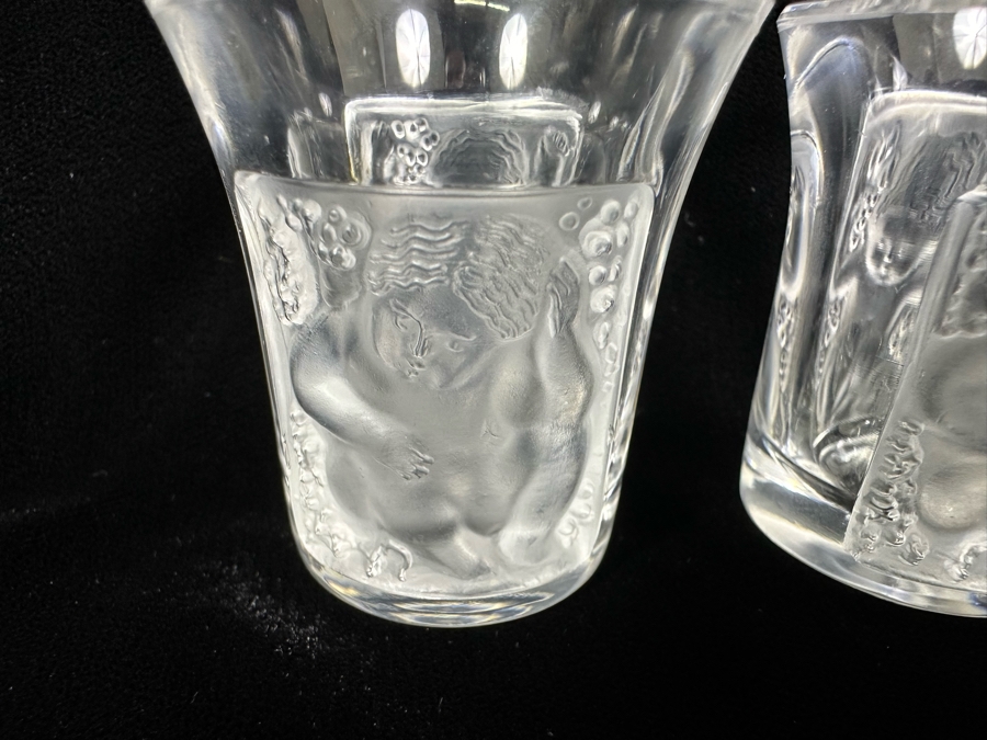 Pair Of Lalique France Enfants Liquor Crystal Shot Glasses 1.75H [Photo 6]