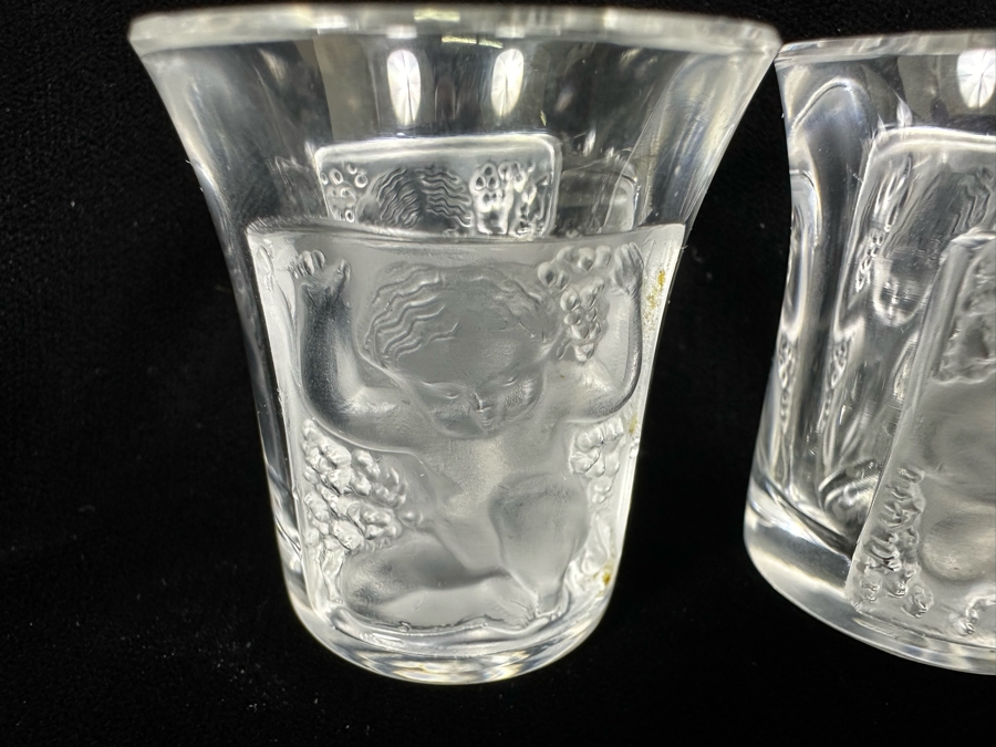 Pair Of Lalique France Enfants Liquor Crystal Shot Glasses 1.75H [Photo 4]