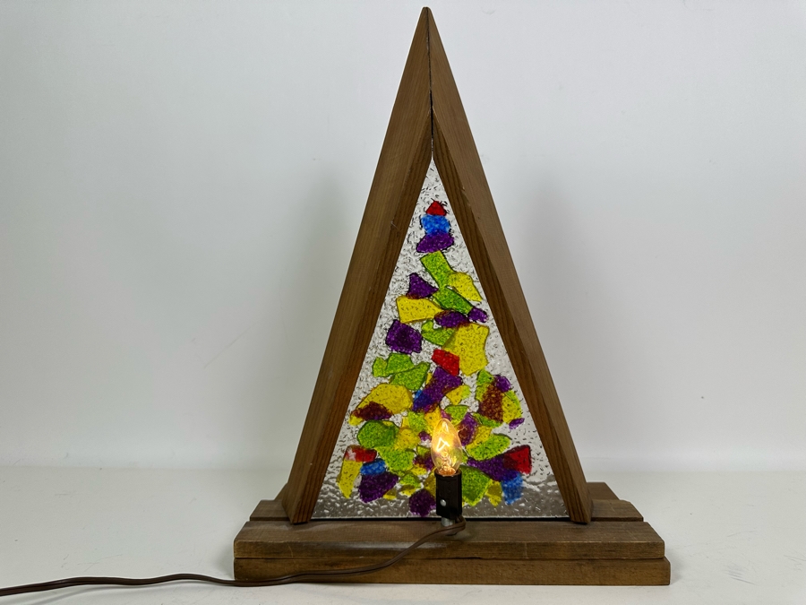 Stained Glass Wooden Sculpture Light 12W X 6D X 18H [Photo 5]