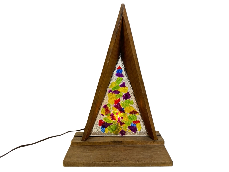 Stained Glass Wooden Sculpture Light 12W X 6D X 18H