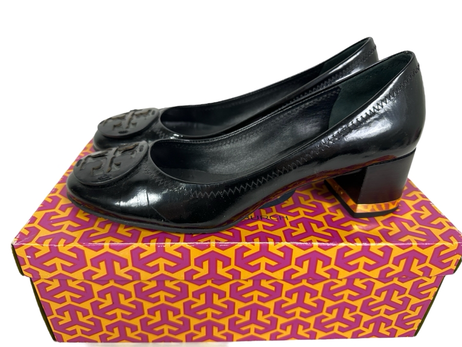 Tory Burch Patent Leather Amy Shoes With Patent Logo Size 8.5 With Box 